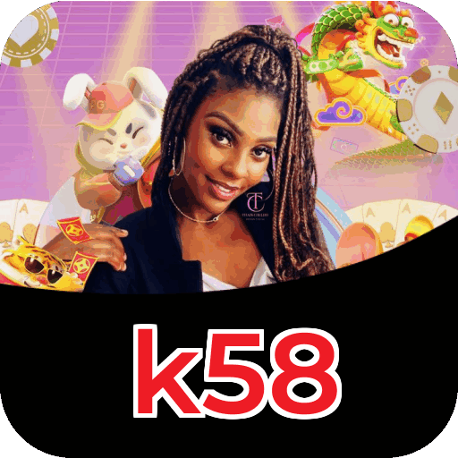 Interface do aplicativo k58 mostrando jogos disponíveis no iOS e Android